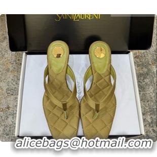 Good Product Saint Laurent SIP Slides Sandal In Satin 4.5cm Heel 6073145 Green 2026