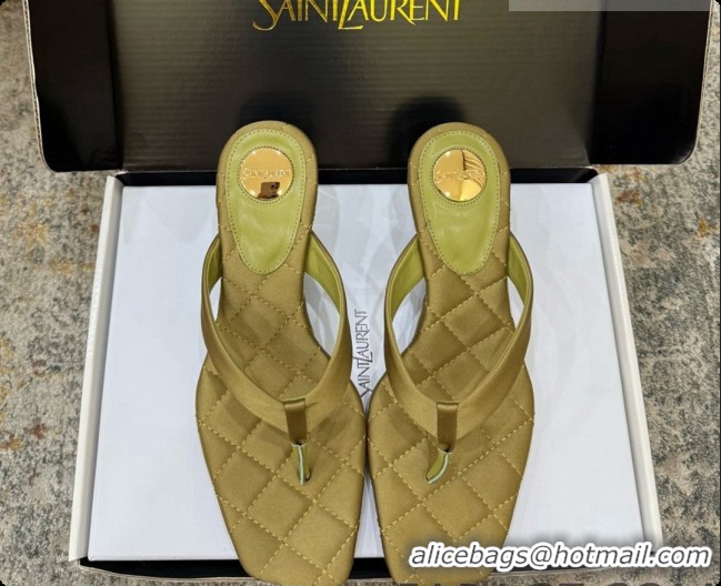 Good Product Saint Laurent SIP Slides Sandal In Satin 4.5cm Heel 6073145 Green 2026
