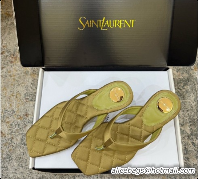 Good Product Saint Laurent SIP Slides Sandal In Satin 4.5cm Heel 6073145 Green 2026