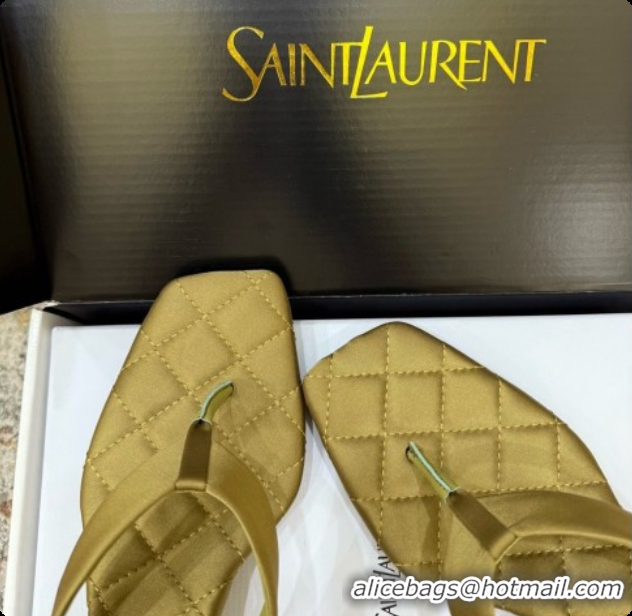 Good Product Saint Laurent SIP Slides Sandal In Satin 4.5cm Heel 6073145 Green 2026
