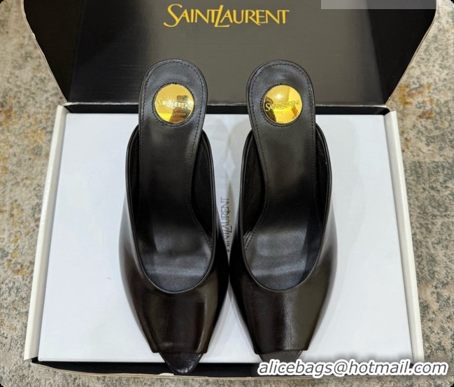 Luxurious Saint Laurent SABRINA Leather Mules 8.5cm 6073146 Black 2026