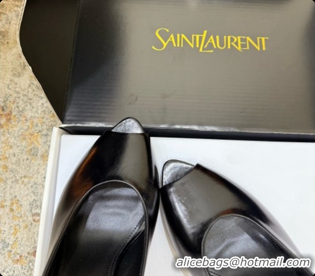 Luxurious Saint Laurent SABRINA Leather Mules 8.5cm 6073146 Black 2026