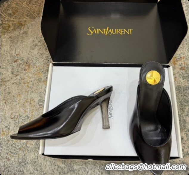 Luxurious Saint Laurent SABRINA Leather Mules 8.5cm 6073146 Black 2026