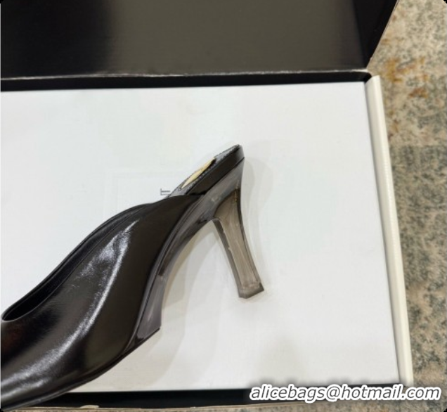 Luxurious Saint Laurent SABRINA Leather Mules 8.5cm 6073146 Black 2026