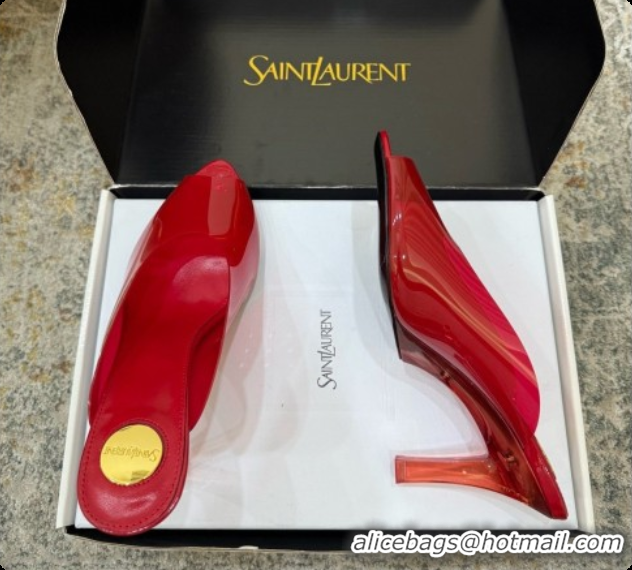 Grade Quality Saint Laurent SABRINA TPU Mules 8.5cm Heel 6073151 Red 2026