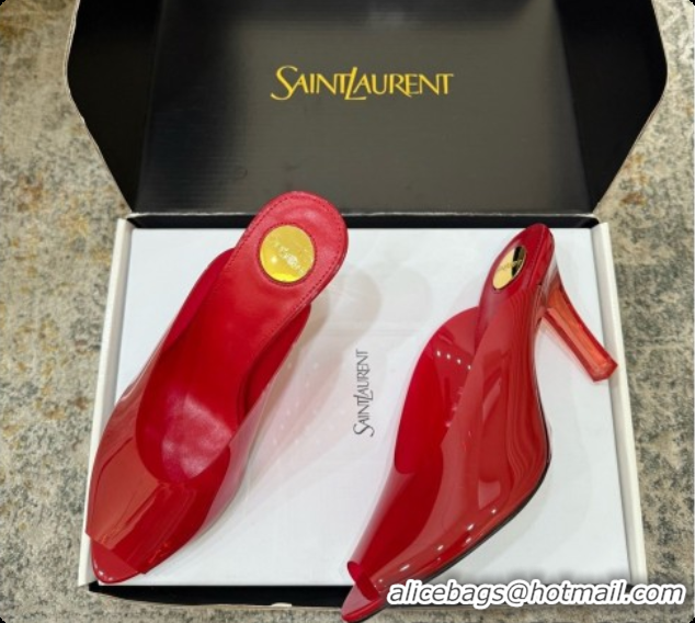Grade Quality Saint Laurent SABRINA TPU Mules 8.5cm Heel 6073151 Red 2026