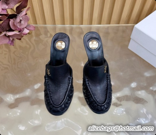 Buy Luxury Saint Laurent Le Loafer Mules in Oil Leather S081304 Black 2026