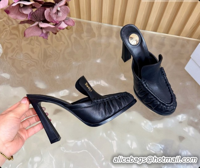 Buy Luxury Saint Laurent Le Loafer Mules in Oil Leather S081304 Black 2026