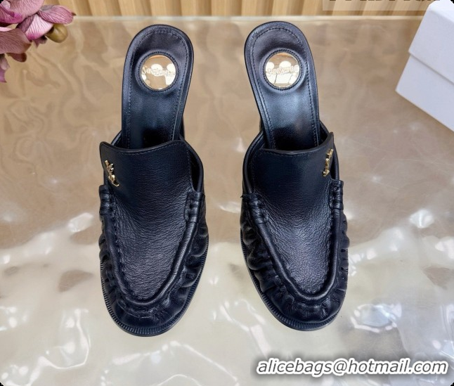 Buy Luxury Saint Laurent Le Loafer Mules in Oil Leather S081304 Black 2026