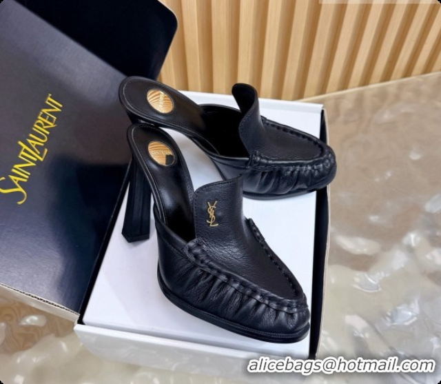 Buy Luxury Saint Laurent Le Loafer Mules in Oil Leather S081304 Black 2026