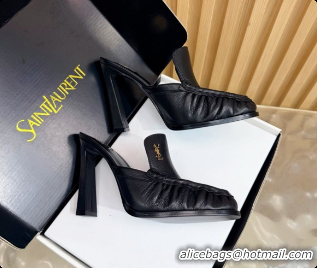 Buy Luxury Saint Laurent Le Loafer Mules in Oil Leather S081304 Black 2026