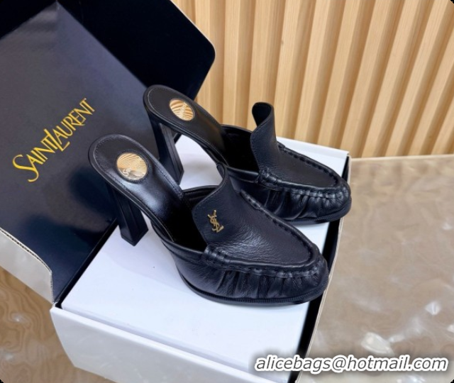 Buy Luxury Saint Laurent Le Loafer Mules in Oil Leather S081304 Black 2026