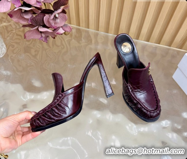 Good Product Saint Laurent Le Loafer Mules in Eel Embossed Leather S081306 Burgundy 2026