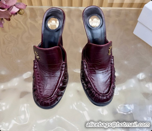 Good Product Saint Laurent Le Loafer Mules in Eel Embossed Leather S081306 Burgundy 2026
