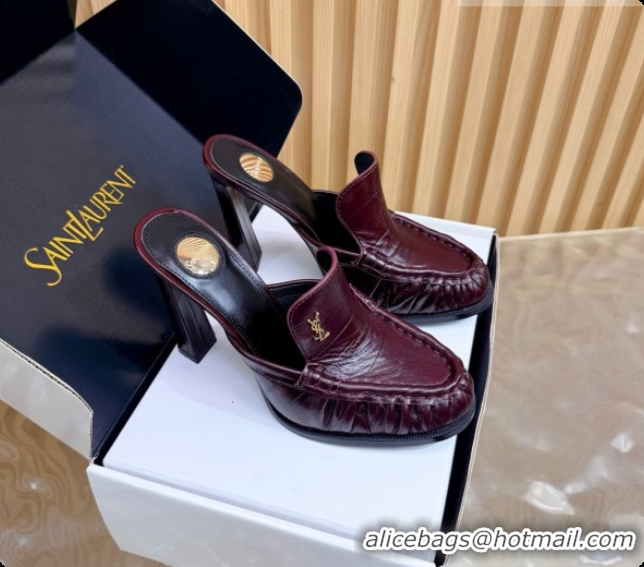 Good Product Saint Laurent Le Loafer Mules in Eel Embossed Leather S081306 Burgundy 2026