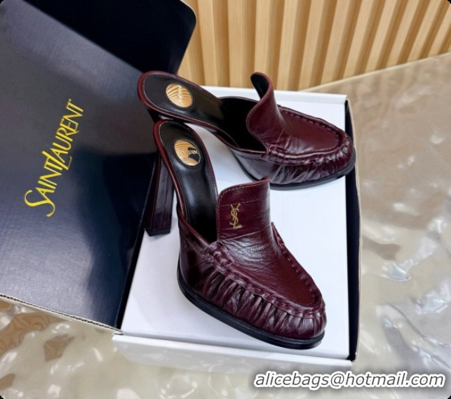 Good Product Saint Laurent Le Loafer Mules in Eel Embossed Leather S081306 Burgundy 2026