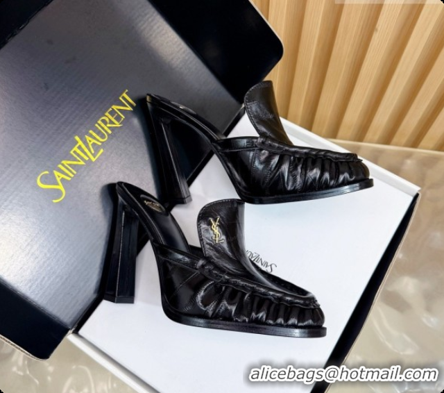 Big Discount Saint Laurent Le Loafer Mules in Eel Embossed Leather S081307 Black 2026