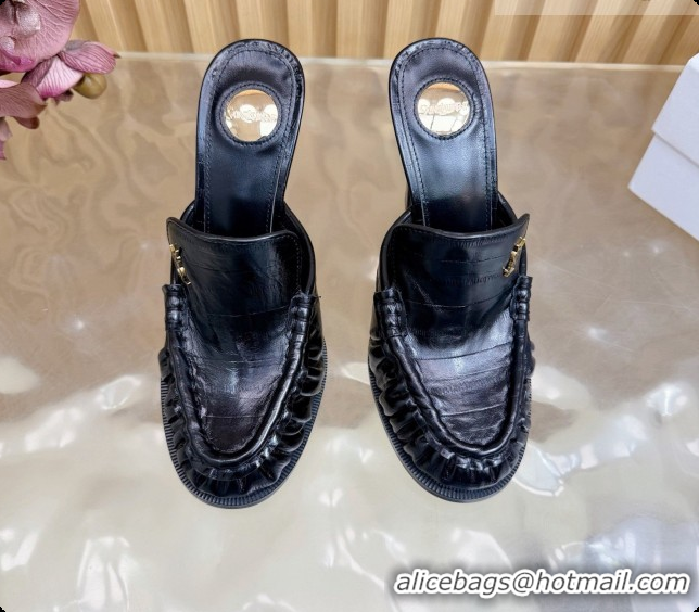 Big Discount Saint Laurent Le Loafer Mules in Eel Embossed Leather S081307 Black 2026