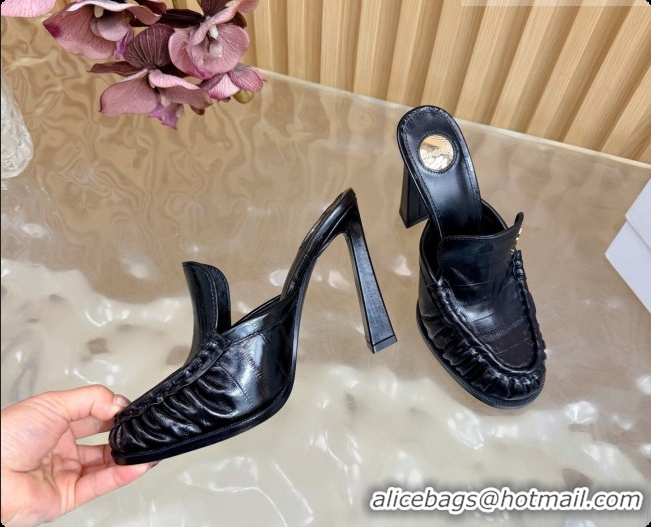 Big Discount Saint Laurent Le Loafer Mules in Eel Embossed Leather S081307 Black 2026