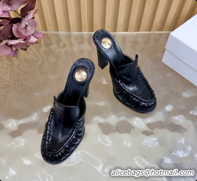 Big Discount Saint Laurent Le Loafer Mules in Eel Embossed Leather S081307 Black 2026