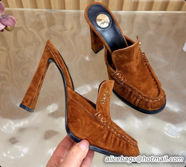 Most Popular Saint Laurent Le Loafer Mules in Suede S081308 Brown 2026