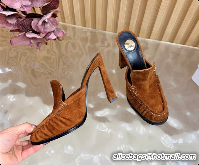 Most Popular Saint Laurent Le Loafer Mules in Suede S081308 Brown 2026