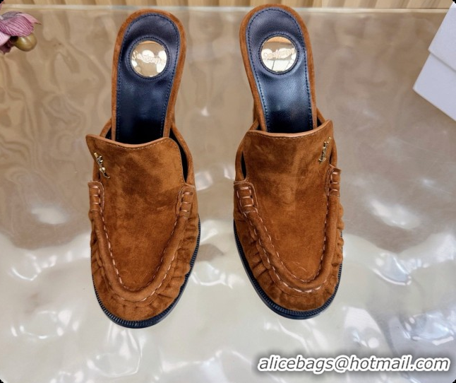 Most Popular Saint Laurent Le Loafer Mules in Suede S081308 Brown 2026