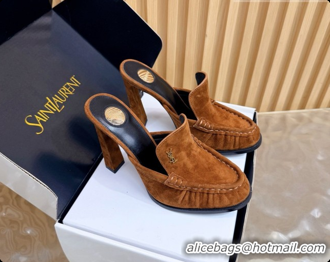 Most Popular Saint Laurent Le Loafer Mules in Suede S081308 Brown 2026