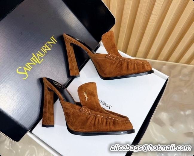 Most Popular Saint Laurent Le Loafer Mules in Suede S081308 Brown 2026