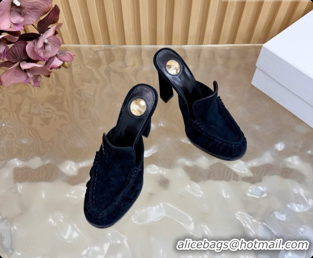 Hot Style Saint Laurent Le Loafer Mules in Suede S081309 Black 2026