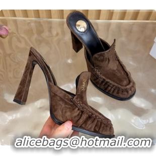 Top Design Saint Laurent Le Loafer Mules in Suede S081310 Coffee 2026