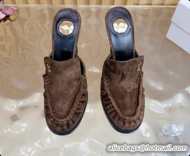 Top Design Saint Laurent Le Loafer Mules in Suede S081310 Coffee 2026