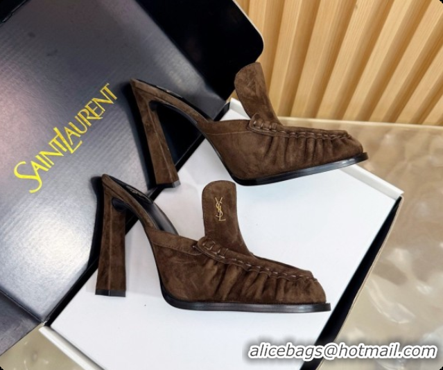 Top Design Saint Laurent Le Loafer Mules in Suede S081310 Coffee 2026