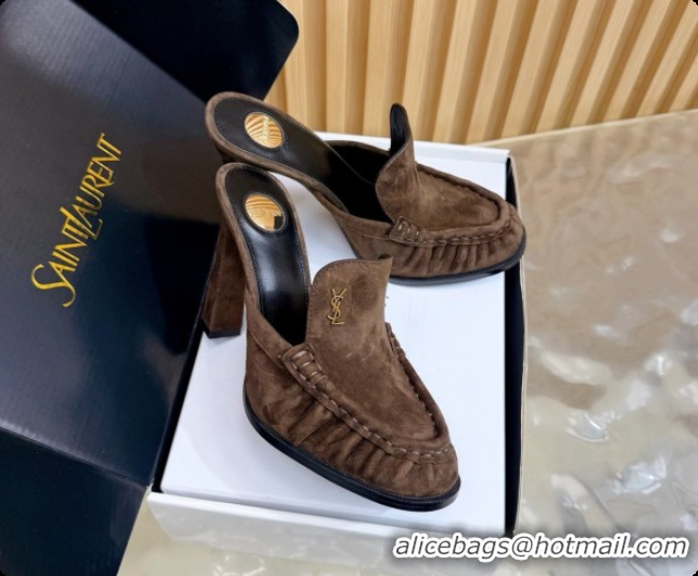 Top Design Saint Laurent Le Loafer Mules in Suede S081310 Coffee 2026