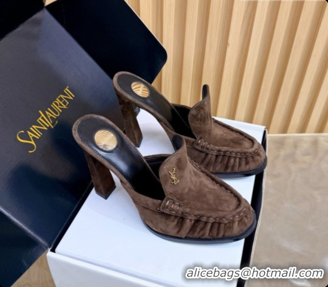 Top Design Saint Laurent Le Loafer Mules in Suede S081310 Coffee 2026