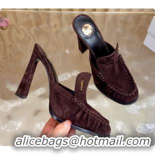 Buy Discount Saint Laurent Le Loafer Mules in Suede S081311 Dark Brown 2026
