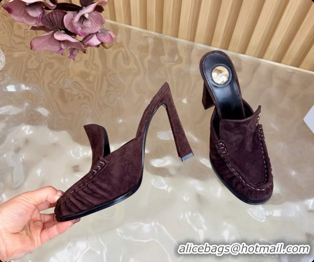 Buy Discount Saint Laurent Le Loafer Mules in Suede S081311 Dark Brown 2026