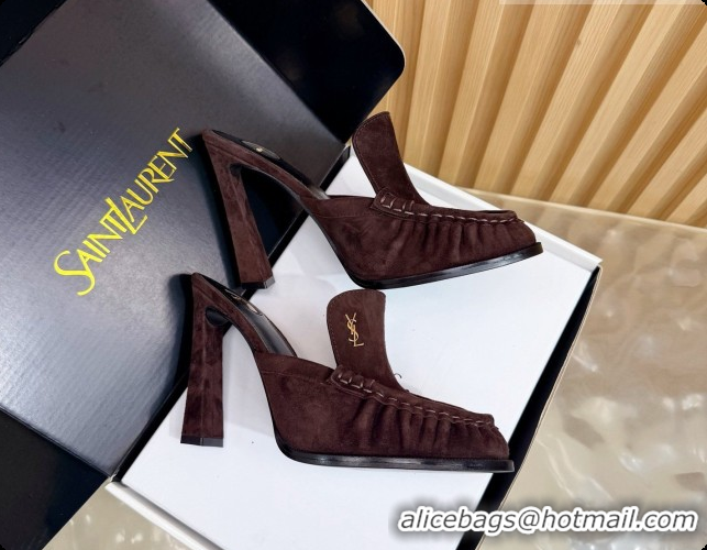 Buy Discount Saint Laurent Le Loafer Mules in Suede S081311 Dark Brown 2026