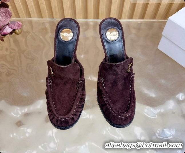 Buy Discount Saint Laurent Le Loafer Mules in Suede S081311 Dark Brown 2026