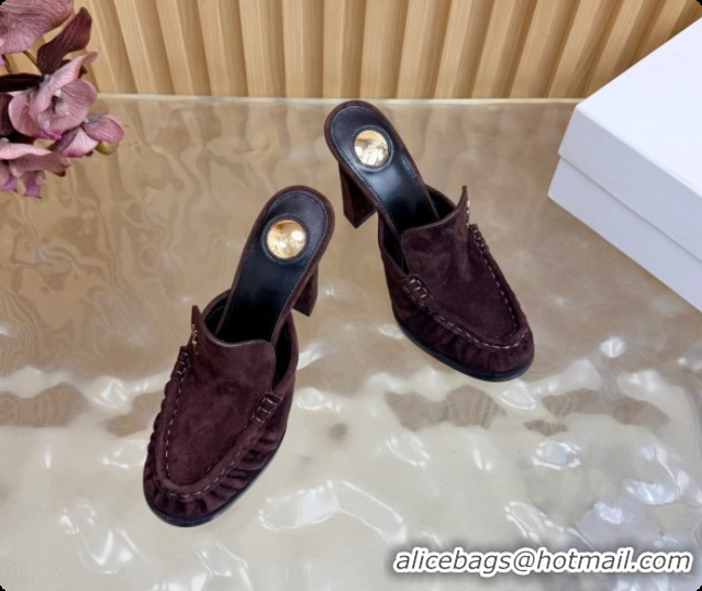 Buy Discount Saint Laurent Le Loafer Mules in Suede S081311 Dark Brown 2026