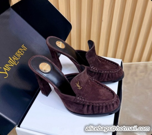 Buy Discount Saint Laurent Le Loafer Mules in Suede S081311 Dark Brown 2026