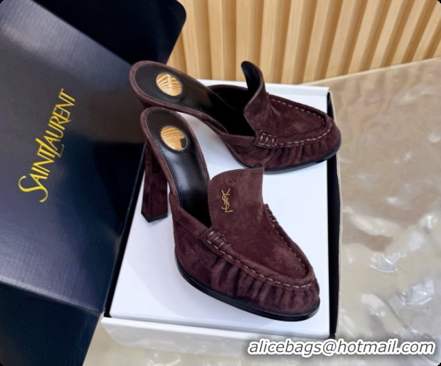 Buy Discount Saint Laurent Le Loafer Mules in Suede S081311 Dark Brown 2026