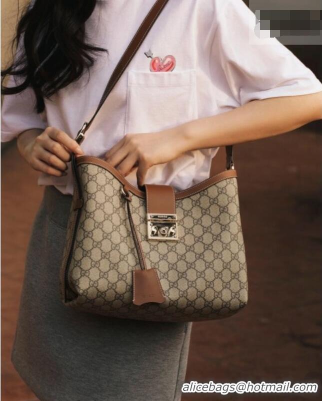 Promotional Gucci Padlock GG Canvas Bucket Bag 839021 Brown 2026