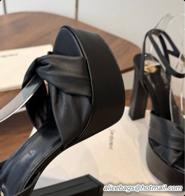 Hot Style Saint Laurent Franciane Platform Sandals in Smooth Leather Black 6081901 2026