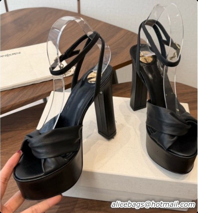 Hot Style Saint Laurent Franciane Platform Sandals in Smooth Leather Black 6081901 2026