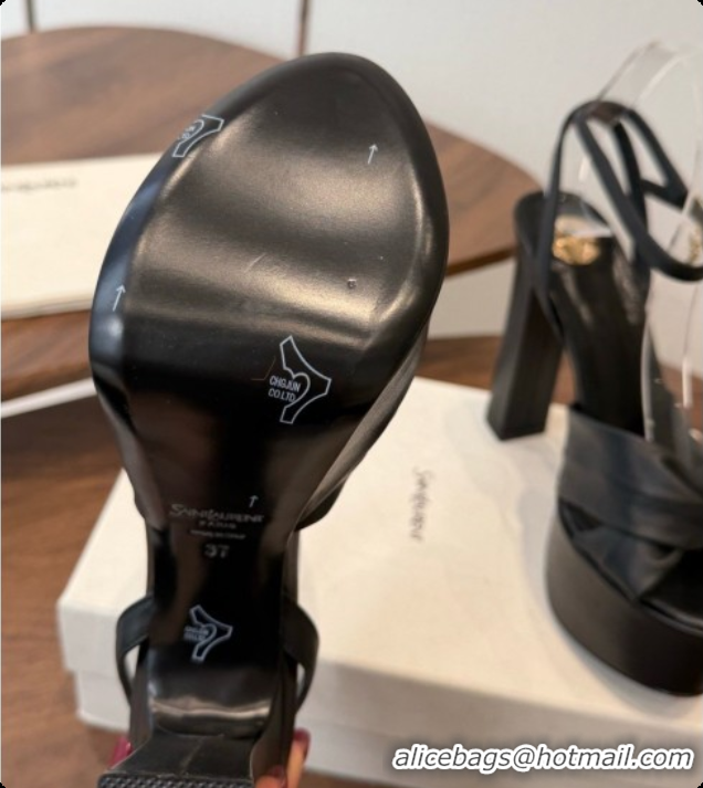 Hot Style Saint Laurent Franciane Platform Sandals in Smooth Leather Black 6081901 2026