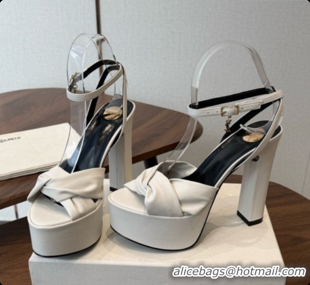 Sophisticated Saint Laurent Franciane Platform Sandals in Smooth Leather White 6081902 2026