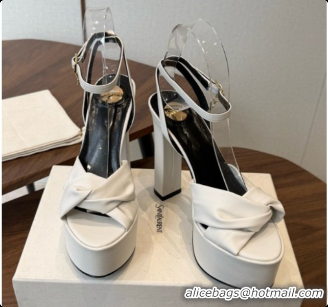Sophisticated Saint Laurent Franciane Platform Sandals in Smooth Leather White 6081902 2026