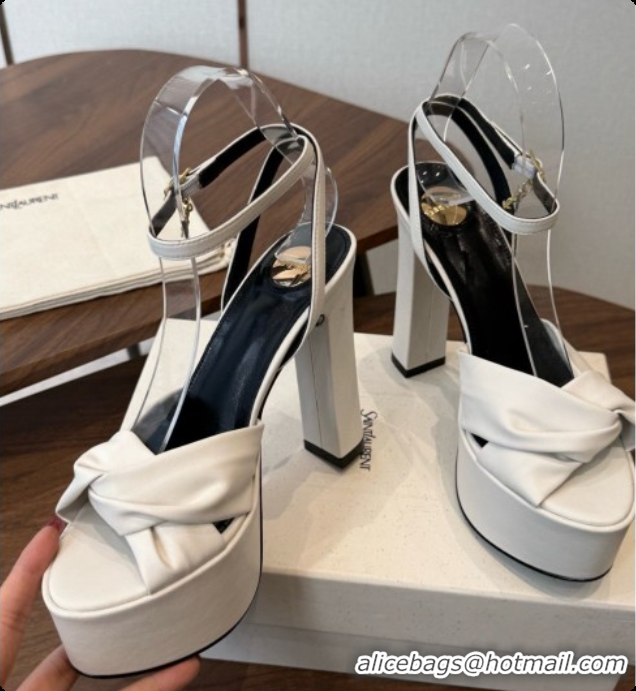 Sophisticated Saint Laurent Franciane Platform Sandals in Smooth Leather White 6081902 2026