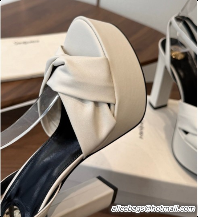 Sophisticated Saint Laurent Franciane Platform Sandals in Smooth Leather White 6081902 2026
